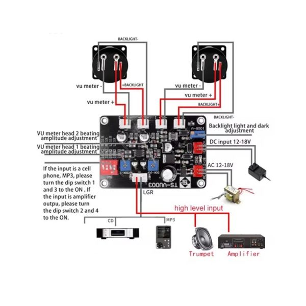 VU Meter Driver Board Module Adjusts Power Amplifier (TS-VU003) - Image 4