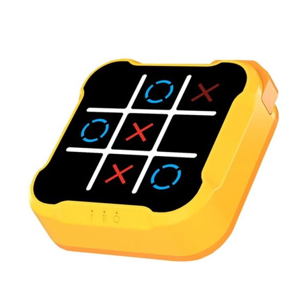 All-In-One Tic Tac Toe Game Machine Portable Desktop Puzzle Children Electronic Toys (Yellow Orange)