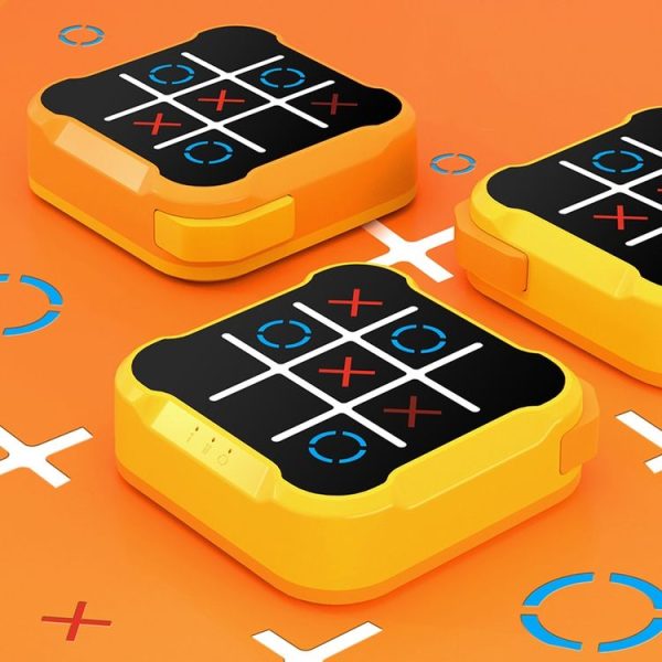All-In-One Tic Tac Toe Game Machine Portable Desktop Puzzle Children Electronic Toys (Yellow Orange) - Image 2