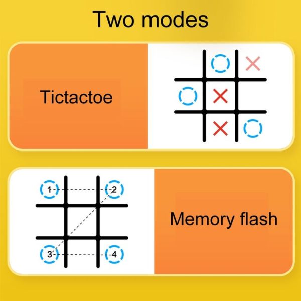 All-In-One Tic Tac Toe Game Machine Portable Desktop Puzzle Children Electronic Toys (Yellow Orange) - Image 4