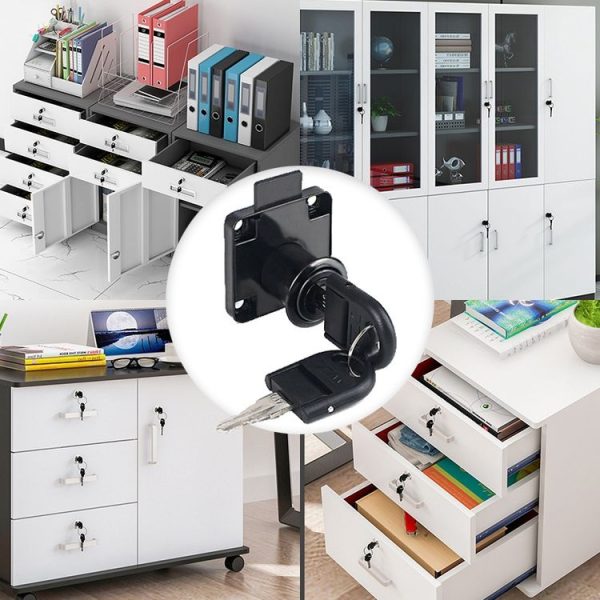 Drawer Lock Furniture Closet Door Office Filing Cabinet Lock, Model: 136-22 (Black Folding Key) - Image 8