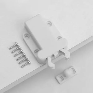 Bouncing Press Type Cabinet Door Catches Self Lock Hidden Drawer Cupboard Door Closer (White)