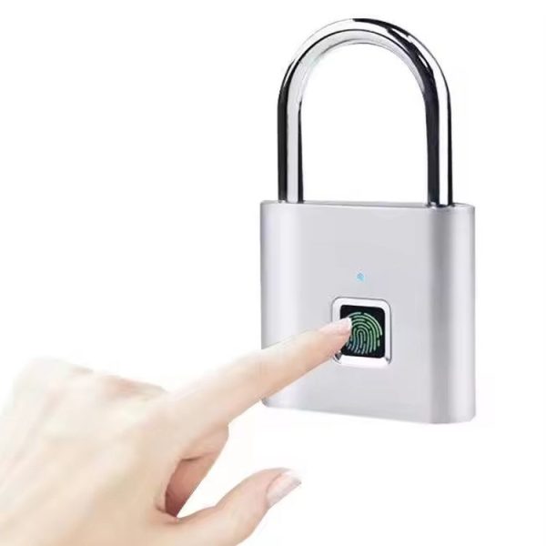 Smart Fingerprint Rechargeable Padlock Waterproof Morse Code Emergency Unlocking (Matte Silver) - Image 2