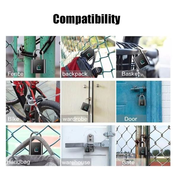 Smart Fingerprint Rechargeable Padlock Waterproof Morse Code Emergency Unlocking (Matte Silver) - Image 8