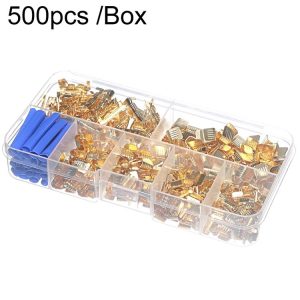 500pcs / Box 5 Specifications Of Gold Brass Quick Crimping Buckle U-Shaped Parallel Terminal Set