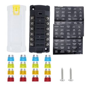 6-Way Plug-In Insulated Cover Fuse Box For Cars Yachts, Set: Standard