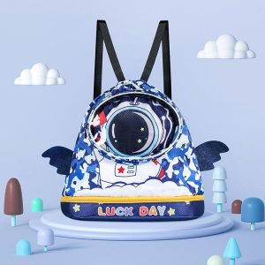 Childrens Cartoon Swimming Bag Wet and Dry Separate Waterproof Storage Bag Portable Beach Backpack, Style: Large Astronaut