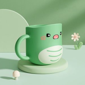Water Mug Brushing Cup Baby Home Cute Cartoon Drop-Proof Eco-Friendly Dinosaur Cup (Green)
