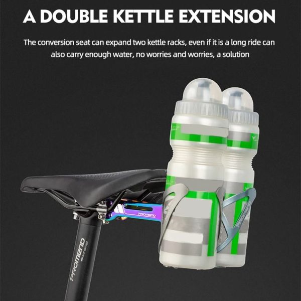 PROMEND FJJ-285 Water Bottle Cage Conversion Mount Aluminum Bicycle Cushion Dual Cup Holder Mounting Adapter, Color: Frosted Black - Image 6