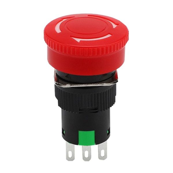 LA16 16mm Mounting Hole Emergency Stop Switch Mushroom Type Self-Locking Pushbutton Switches