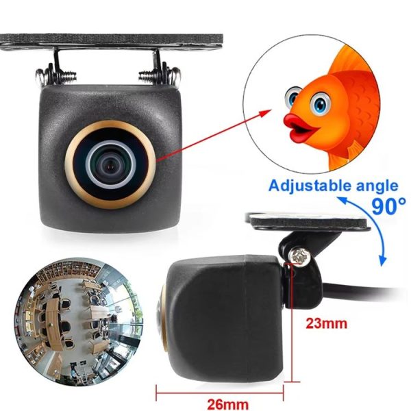 Car Universal HD Night Vision Rear View Reversing Three-Control Fisheye Camera, Style: AHD720P Panoramic - Image 3