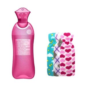 Long Strip Hot Water Bag PVC Explosion-proof Rubber Warm Water Bag Girls Winter Bed Warmer, Color: 500ml Rose+Random Cover