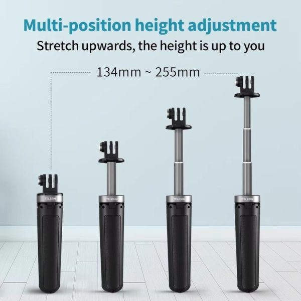 TELESIN Universal Mini Desktop Selfie Tripod for Sports Camera 13.4-25.5cm Height Adjustable - Image 4