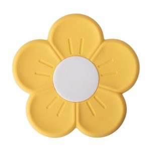 17.5cm Household Cherry Blossom Silicone Heat Insulating Mat Kitchen High Temperature Resistant Baking Placemat (Yellow)