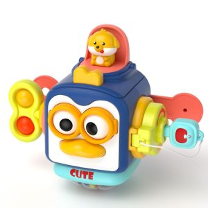 Infant Busy Ball Baby Hand Grip Ball Puzzle Sensory Hexahedron Toys (Penguin)