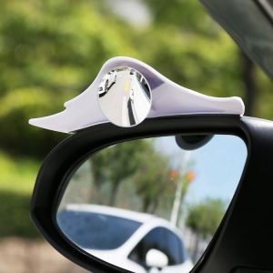 1pair Car Rearview Mirror Rain Eyebrow Blind Spot Reversing Round Mirror (White)