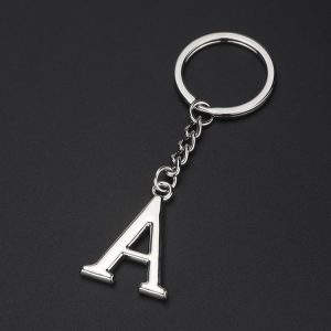 Double-Sided Three-Dimensional Plating Alphabet Keychain, Style: A