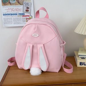 Cute Bunny Ear Backpack Children Small Schoolbag Female Casual Rucksack (Pink)
