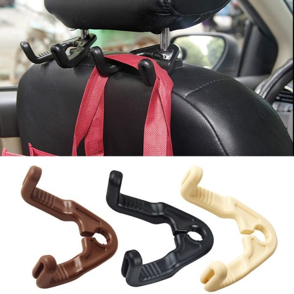 1pair Hidden Car Headrest Storage Hooks Car Seat Hook (Black) - Image 5
