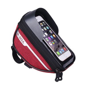 B-SOUL Bicycle Handlebar Bag Mountain Bike Riding Touch Screen Cell Phone Bag (Red)