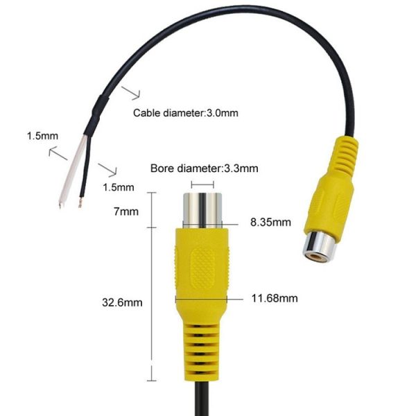2pcs Car Single AV Audio Cable Lotus Connector RCA Stereo Wire With Shield (E1-9) - Image 3