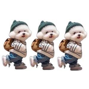 3pcs Puppy Man Backpack Charm Acrylic Car Pendant (Blue)