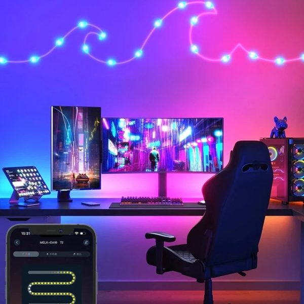 5m RGB Camping String Lights LED Ambient Night Light Smart APP Control Portable Outdoor Tent Decorative Lamp (White) - Image 17