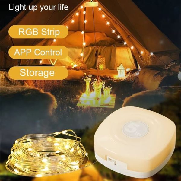5m RGB Camping String Lights LED Ambient Night Light Smart APP Control Portable Outdoor Tent Decorative Lamp (White) - Image 6