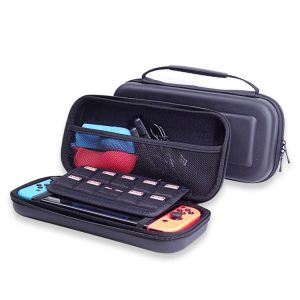 Nitendo Switch Oled Game Console Leather Storage Bag Hard-shell Host Protective Case (Black)