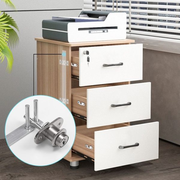 Home Office Desk Drawer Triple Connect File Cabinet Lock, Style: Front Black - Image 9