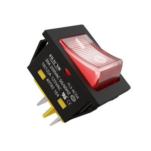 FILN 220V 30A Split Dustproof Boat-type Switch With Light, Specifications: No Waterproof 4 Pin 2 Gear Red Light