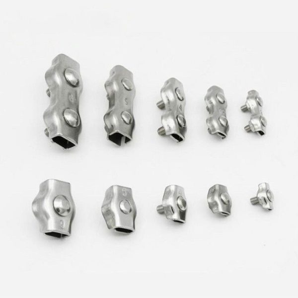 5 PCS 304 Stainless Steel Plate Single Clip Double Clamp Wire Rope Clamp, Specification: M3, Style: Double Clip - Image 7