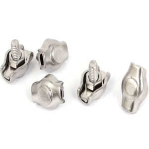 5 PCS 304 Stainless Steel Plate Single Clip Double Clamp Wire Rope Clamp, Specification: M5, Style: Single Clip