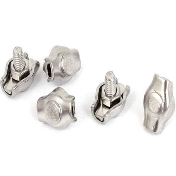 5 PCS 304 Stainless Steel Plate Single Clip Double Clamp Wire Rope Clamp, Specification: M8, Style: Single Clip