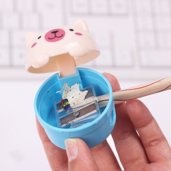 Cat Shape Double Holes Pencil Sharpener Cartoon Animal Plastic Sharpener, Random Color Delivery - Image 4