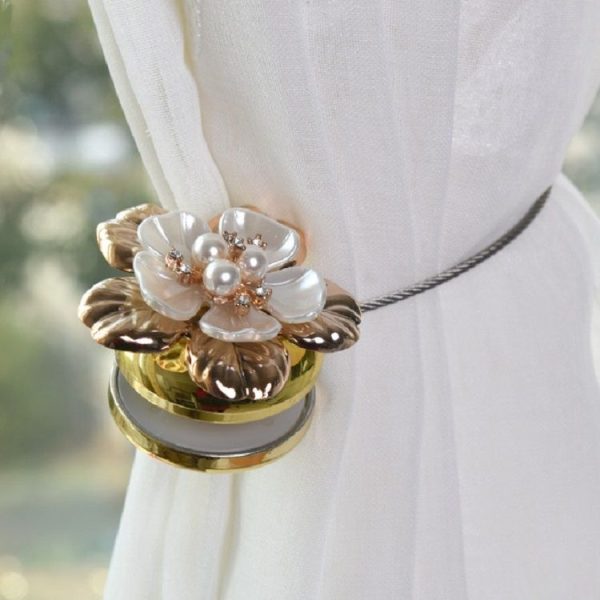 2 PCS Magnet Curtain Buckle Curtain Hook (Gold)