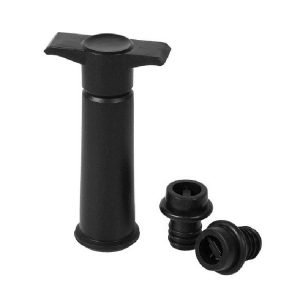 Red Wine Vacuum Pump Freshener Silicone Wine Stopper Set, Specification: Black Pump 2 Stoppers (OPP Bag)