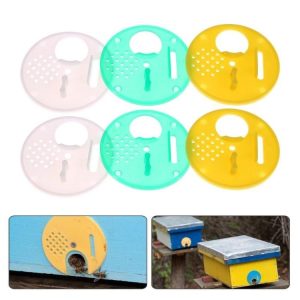 6 PCS Beekeeping Tool Plastic Round Nest Door Exit Rotates Out Of The Bee, Random Color Delivery