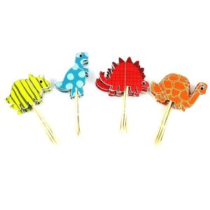 24pcs / Packs Selling Cartoon Creative Dinosaur Cake Decoration Card Insertion Card Birthday Holiday Party Supplies, Style: As Show