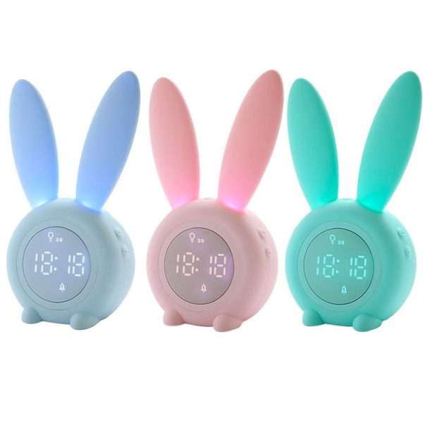 Cute Rabbit Silicone Induction Small Alarm Clock (Pink) - Image 2