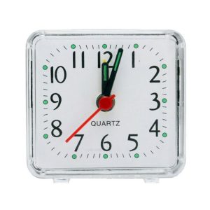 Square Alarm Clock Transparent Case Compact Digital Mini Bedroom Bedside Office Electronic Clock (White)