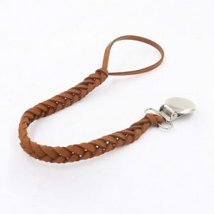 3 PCS Baby Pacifier Chain Leather Woven Anti-off Chain (Brown)