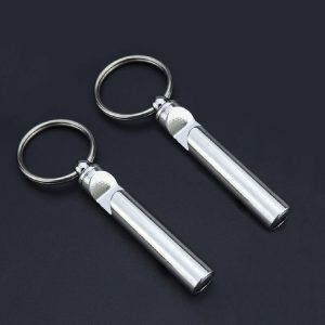 2 PCS Metal Whistle Bottle Opener Keychain Creative Multifunctional Key Ring Pendant, Color: Silver