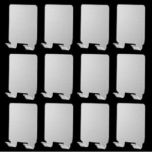 12 PCS Double Hook Wall Free Punch Hook Stainless Steel Kitchen Bathroom Glue Hook Coat Hook