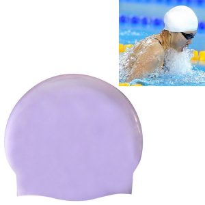 Glossy Seamless Pure Silicone High Elasticity Professional Swimming Cap (Purple)