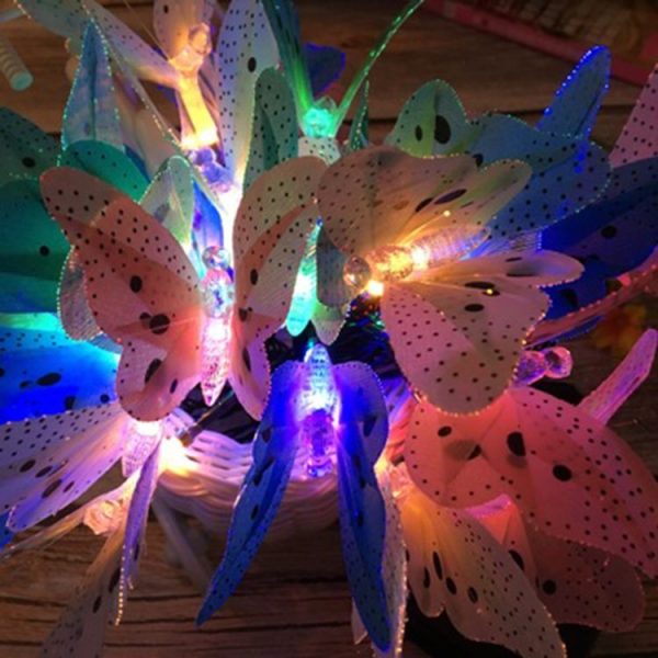 Solar Powered Butterfly Fiber Optic Fairy String Waterproof Christmas Outdoor Garden Holiday Lights, Size: 5m 20LEDs