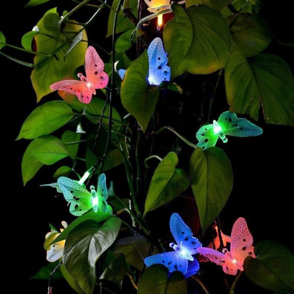 Solar Powered Butterfly Fiber Optic Fairy String Waterproof Christmas Outdoor Garden Holiday Lights, Size: 5m 20LEDs - Image 7