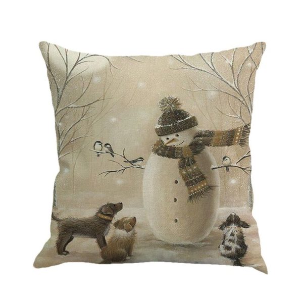 Christmas Printing Dyeing Pillow Cover Decoration Without Core, Size: 45x45CM (Snow Man) - Image 2
