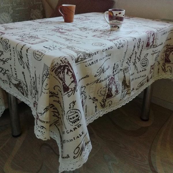 Eiffel Tower Cotton Linen Tablecloth Multi-purpose Universal Coffee Table Dustproof Cover, Size: 90x90cm
