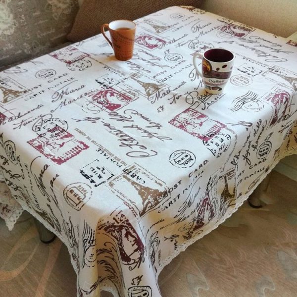 Eiffel Tower Cotton Linen Tablecloth Multi-purpose Universal Coffee Table Dustproof Cover, Size: 90x90cm - Image 2